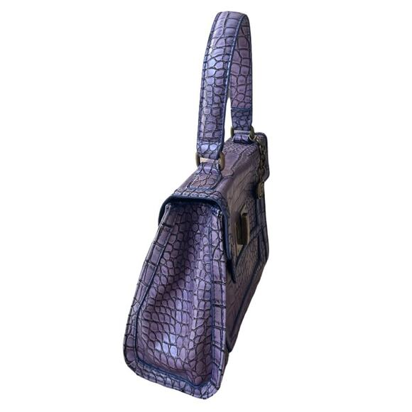 The Emily Bag Chic Purple Croc Embossed Top Handle Mini Satchel Gold Turn Lock - Picture 8 of 15